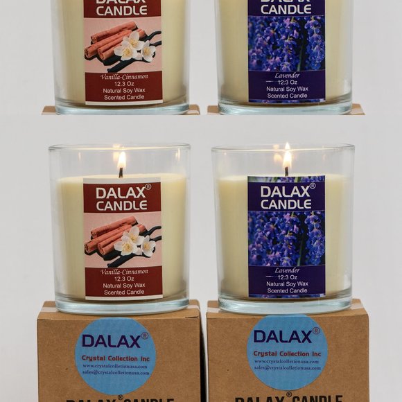 Six Set of Lavender and Vanilla Cinnamon Natural Soy Wax Jar Scented Candle - Picture 2 of 9